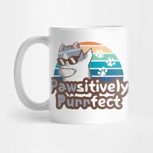 Pawsitively Purrfect cool cat and sunset Mug